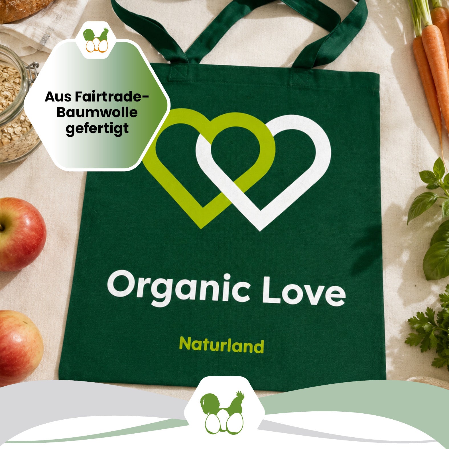 Naturland Stoffbeutel aus Fairtrade-Baumwolle – 3 Motive zur Auswahl