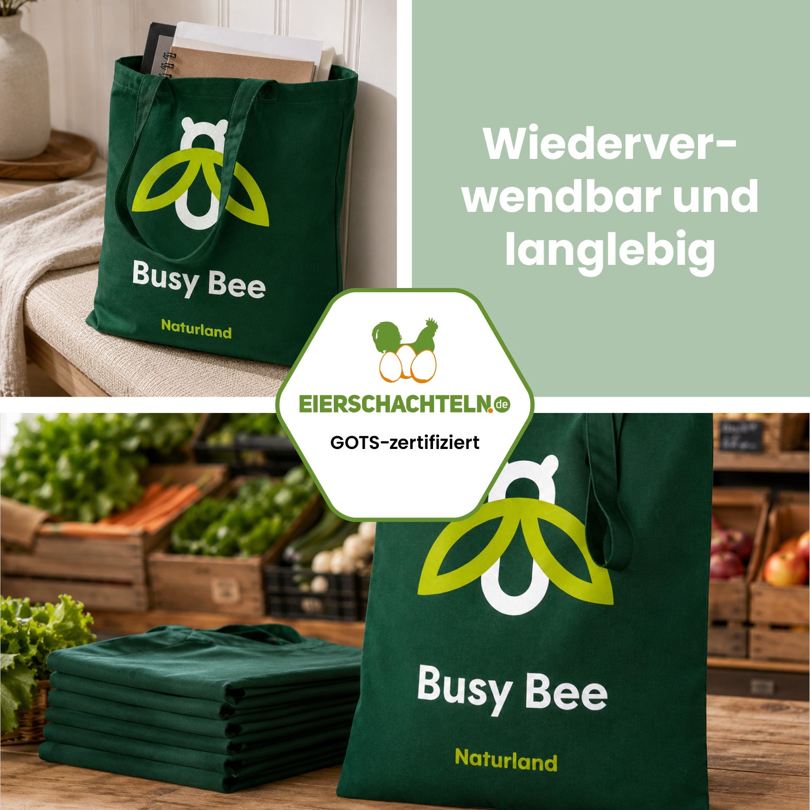 Naturland Stoffbeutel aus Fairtrade-Baumwolle – 3 Motive zur Auswahl