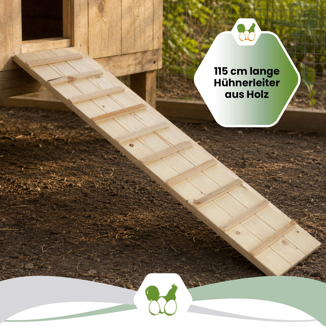 Hühnerleiter aus Holz – 115 cm für einen sicheren Aufstieg in den Hühnerstall