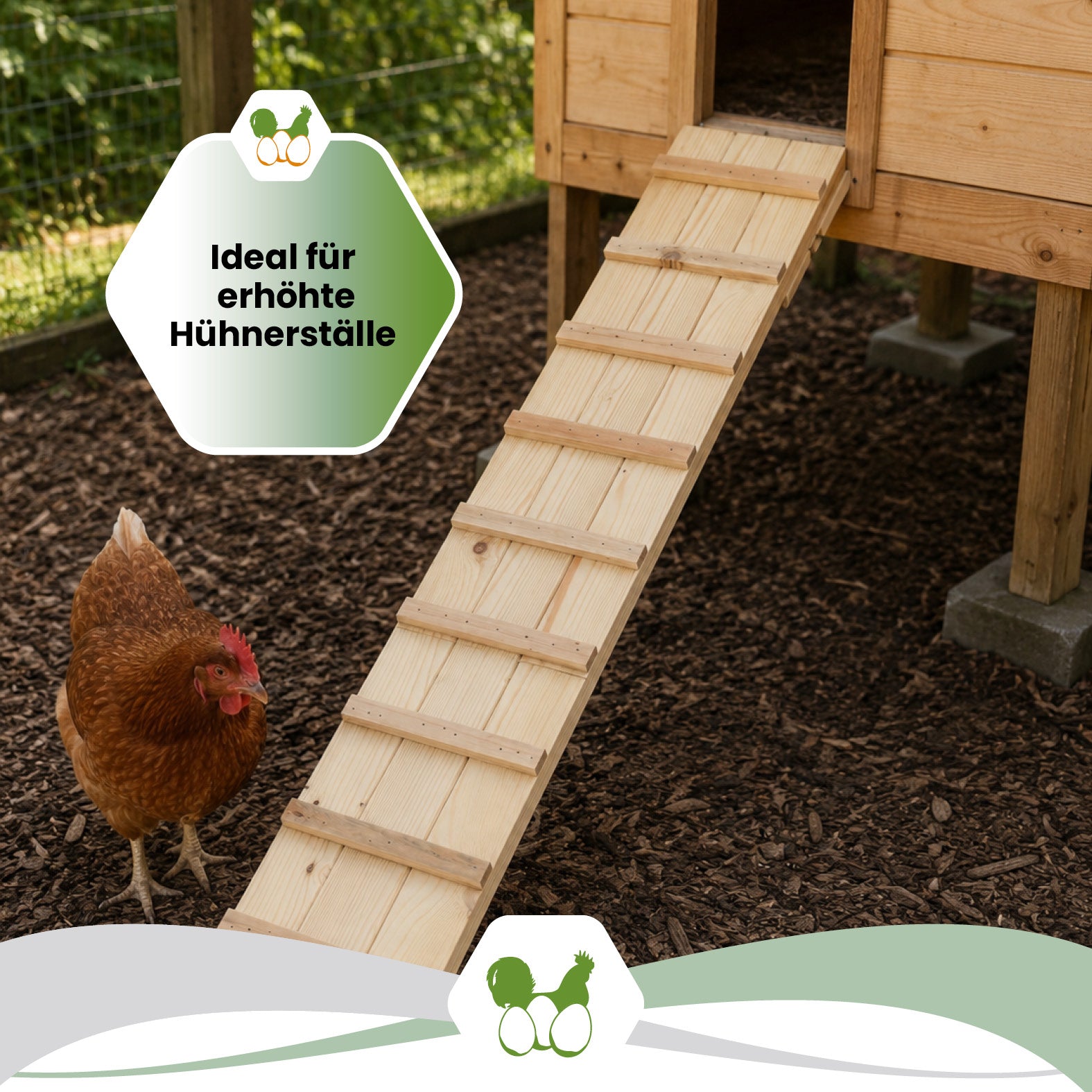 Hühnerleiter aus Holz – 115 cm für einen sicheren Aufstieg in den Hühnerstall