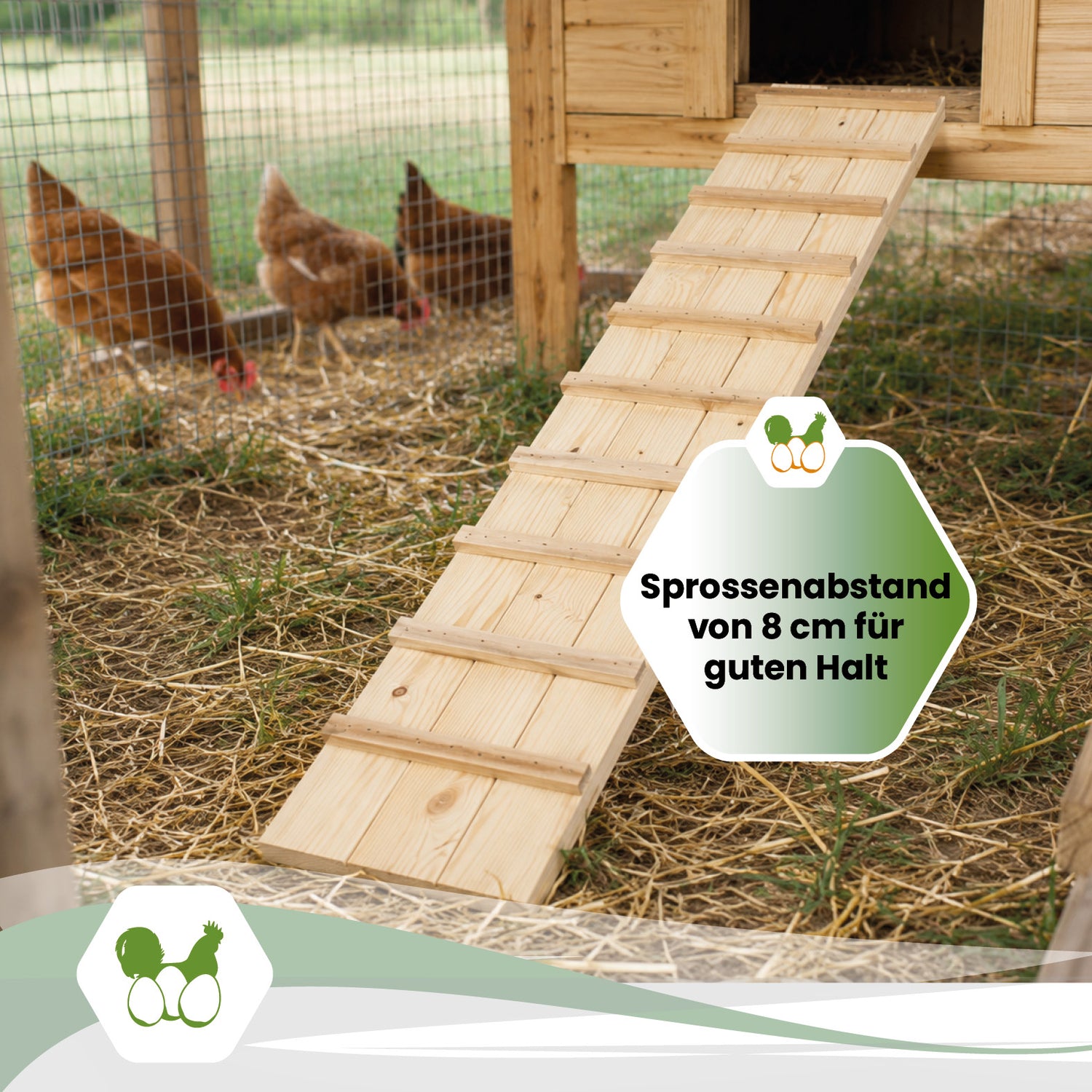 Hühnerleiter aus Holz – 115 cm für einen sicheren Aufstieg in den Hühnerstall