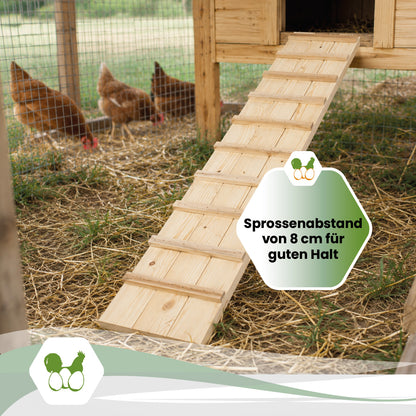 Hühnerleiter aus Holz – 115 cm für einen sicheren Aufstieg in den Hühnerstall