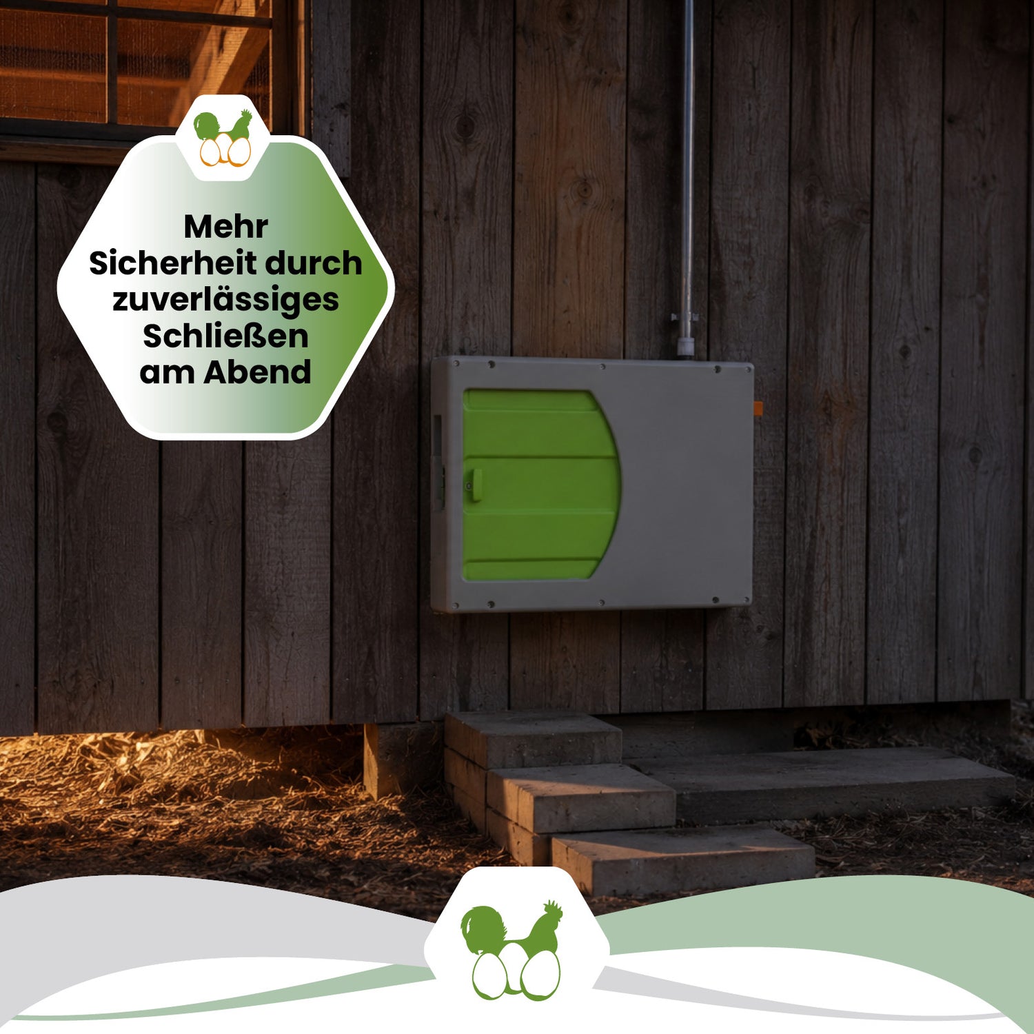 SmartCoop Hühnertür für die automatische Stallöffnung