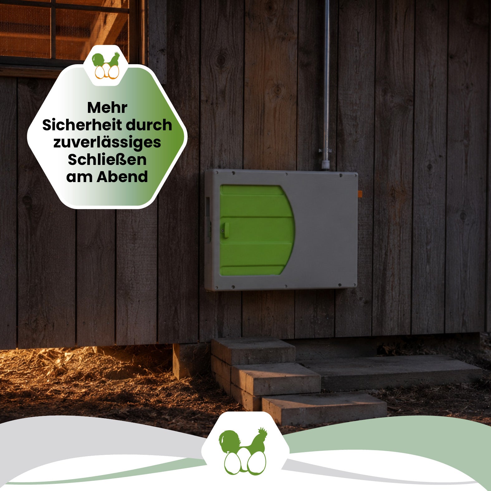 SmartCoop Hühnertür für die automatische Stallöffnung