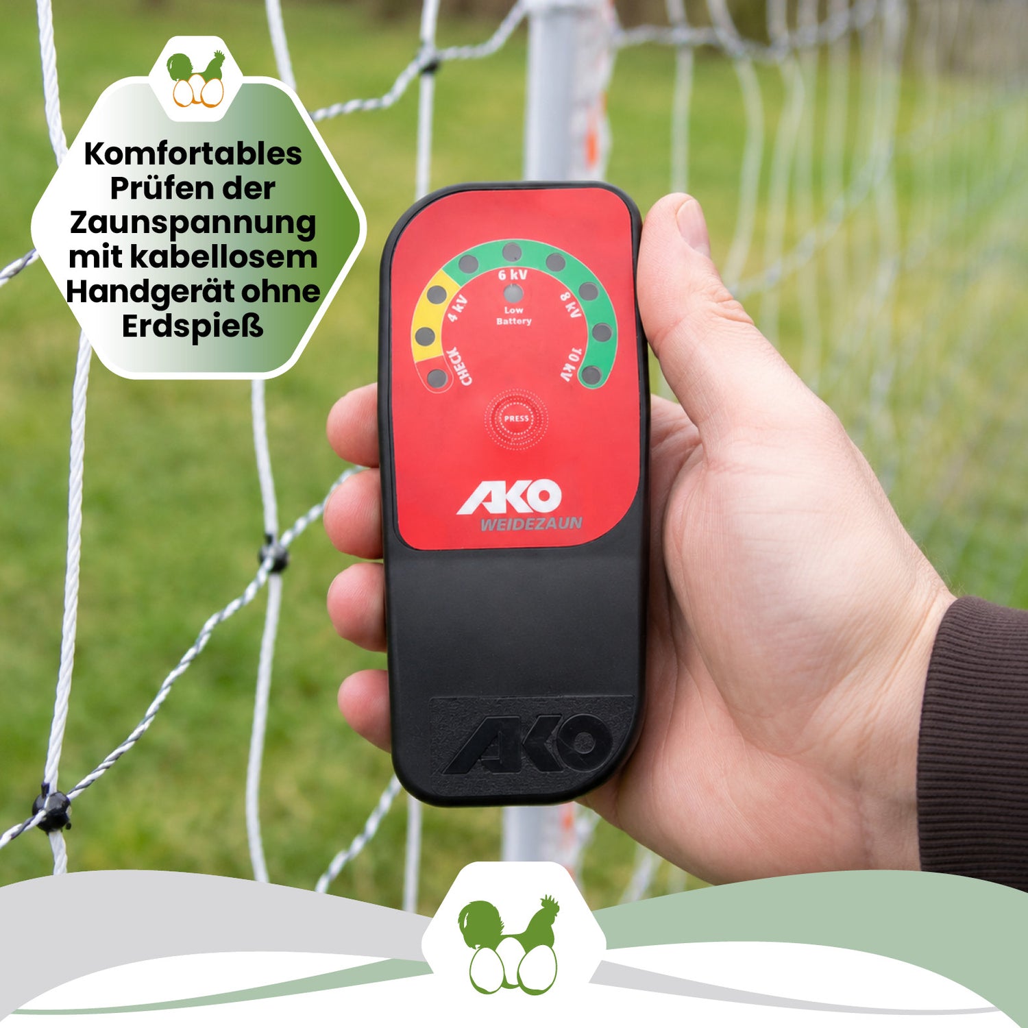 Zaunprüfer ohne Erdspieß - kabelloses Handgerät