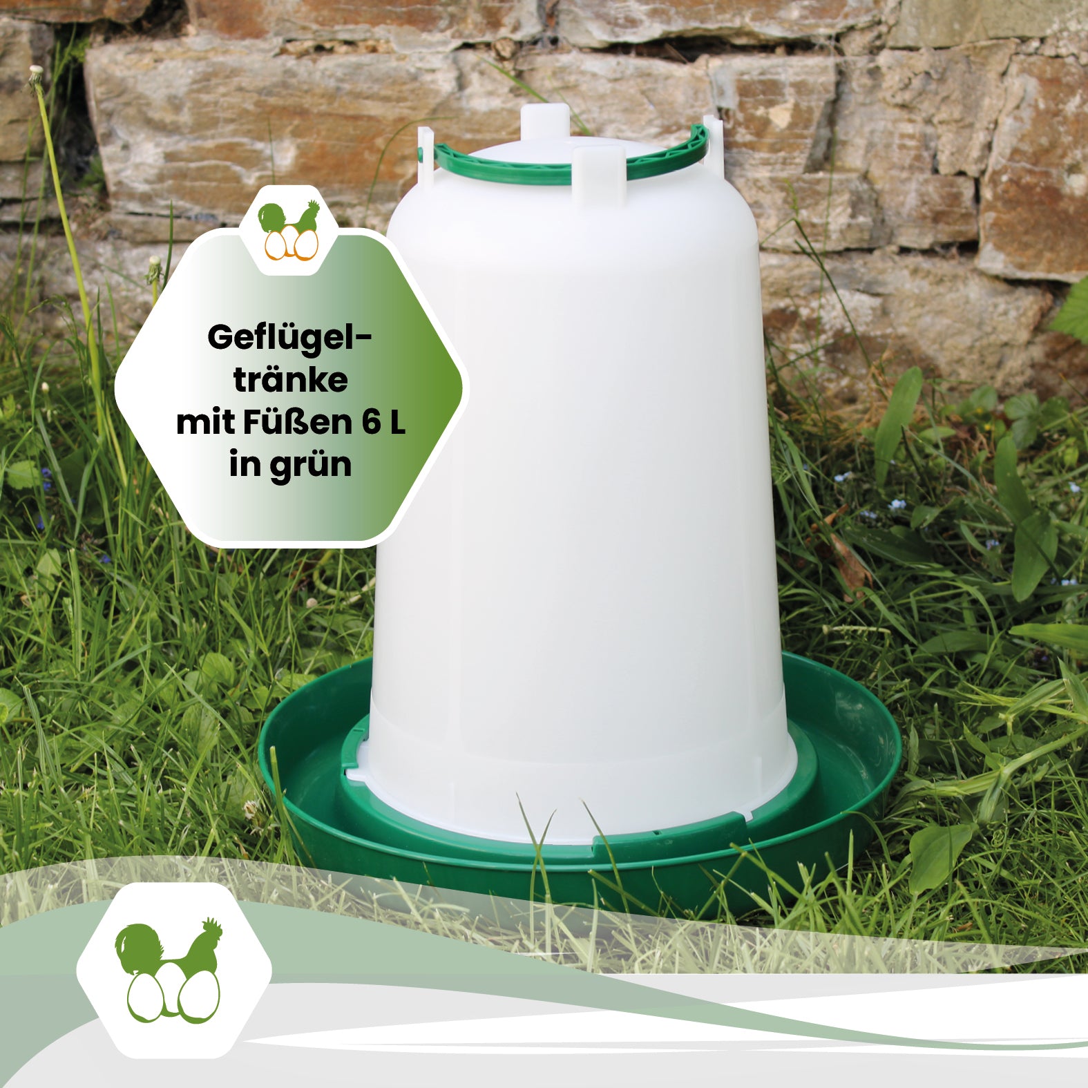 Geflügeltränke mit Füßen 6 Liter grün