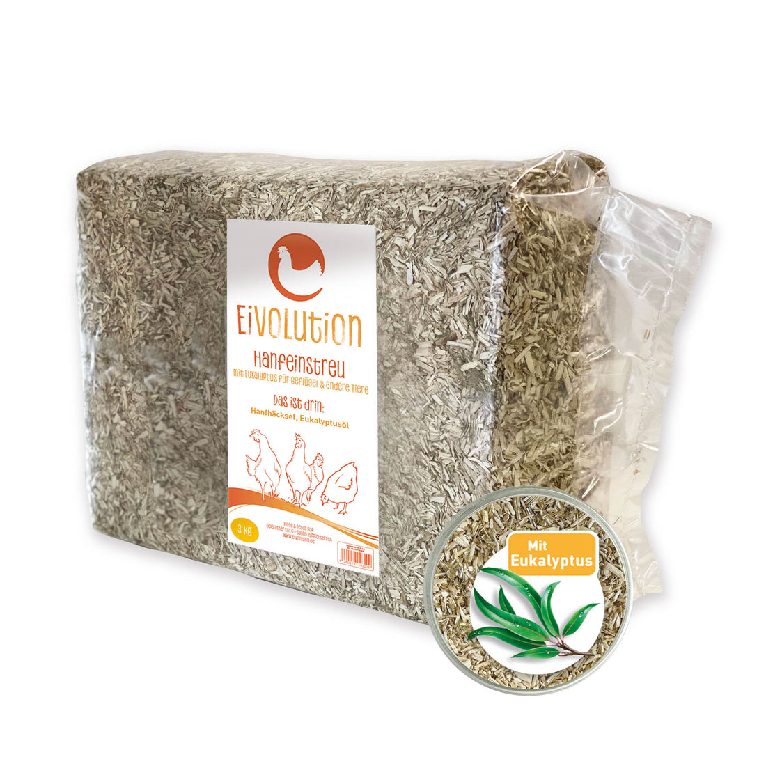Hanfeinstreu mit Eukalyptus 3 kg Ballen 