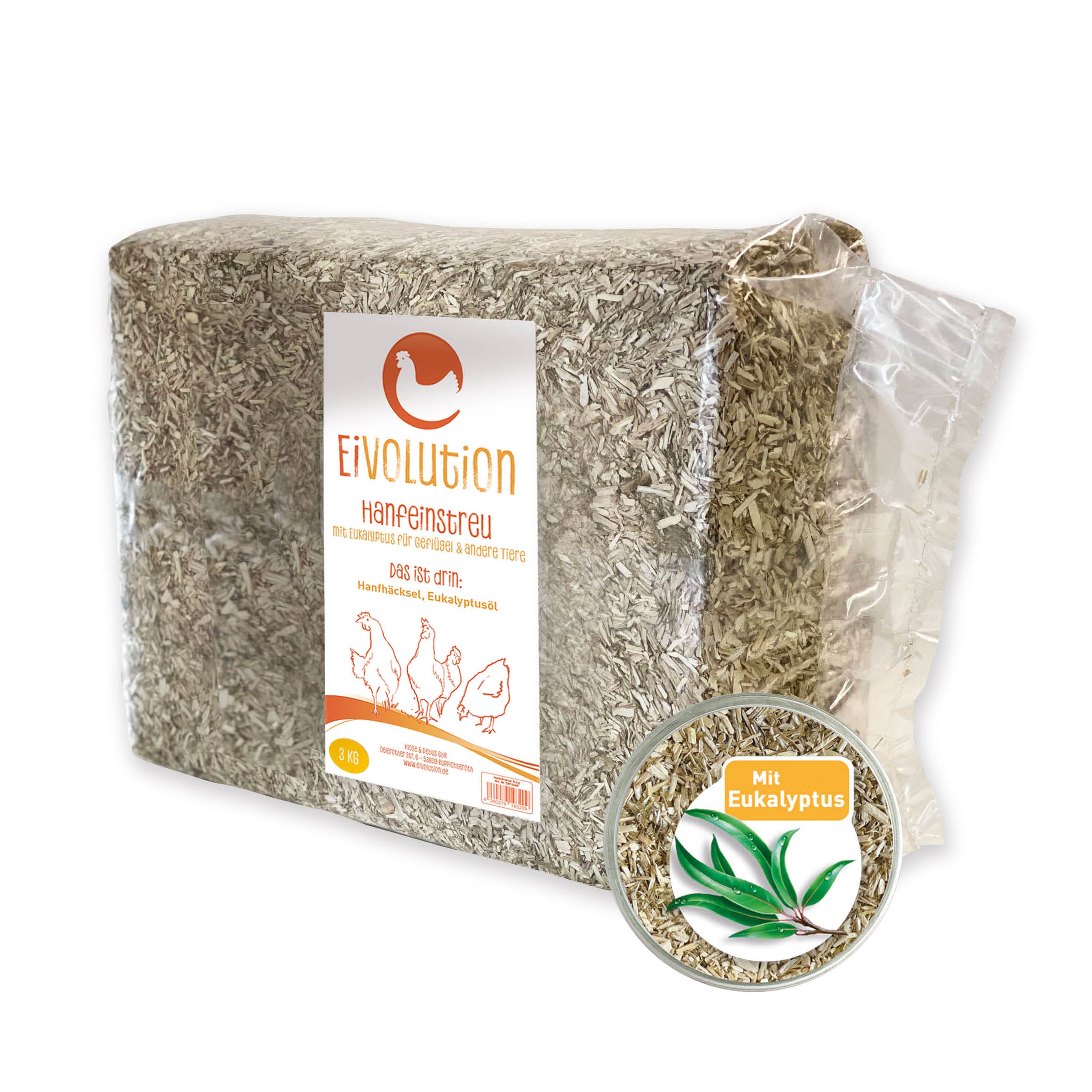 Hanfeinstreu mit Eukalyptus 3 kg Ballen 