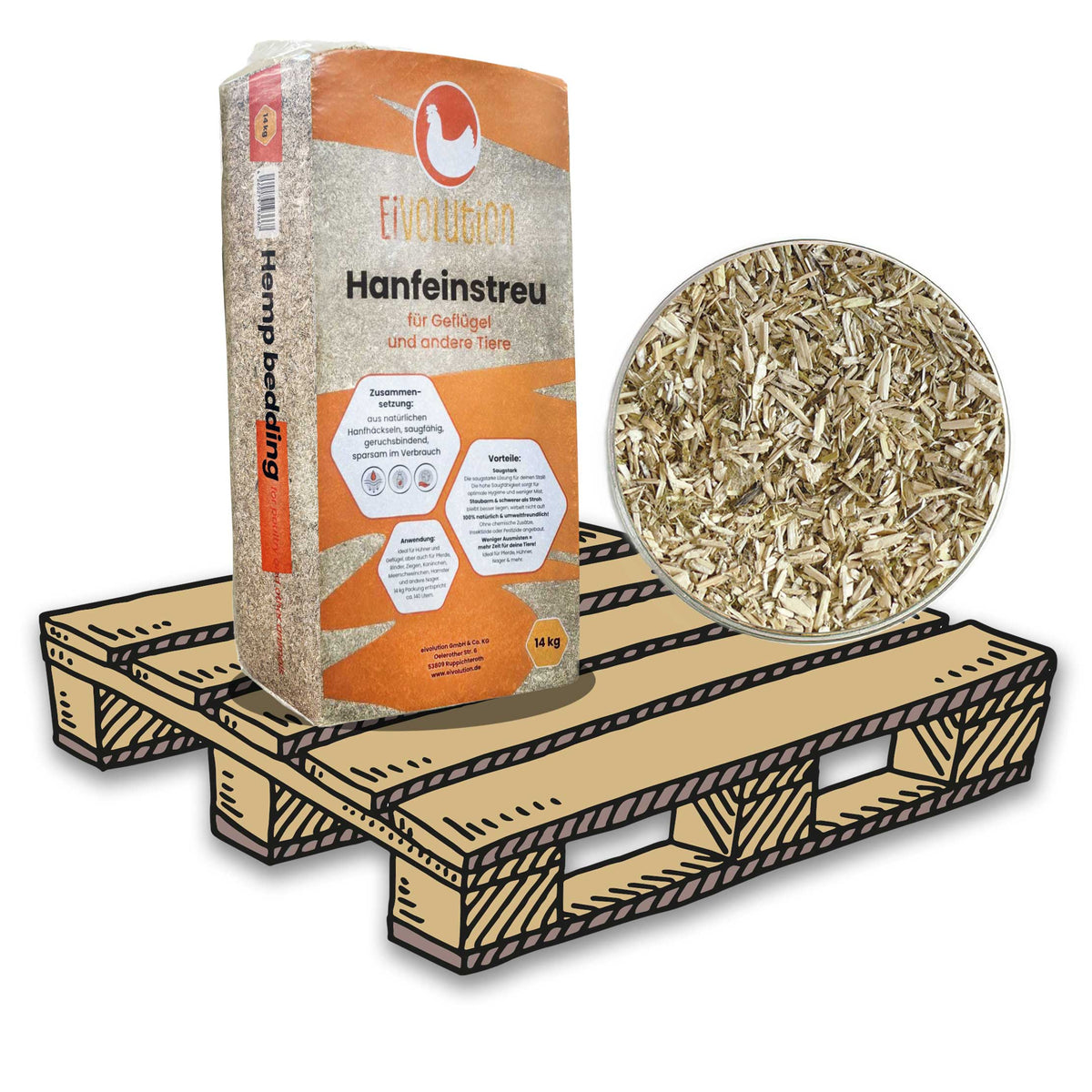 Hanfeinstreu 27 Ballen (Palette) 14kg