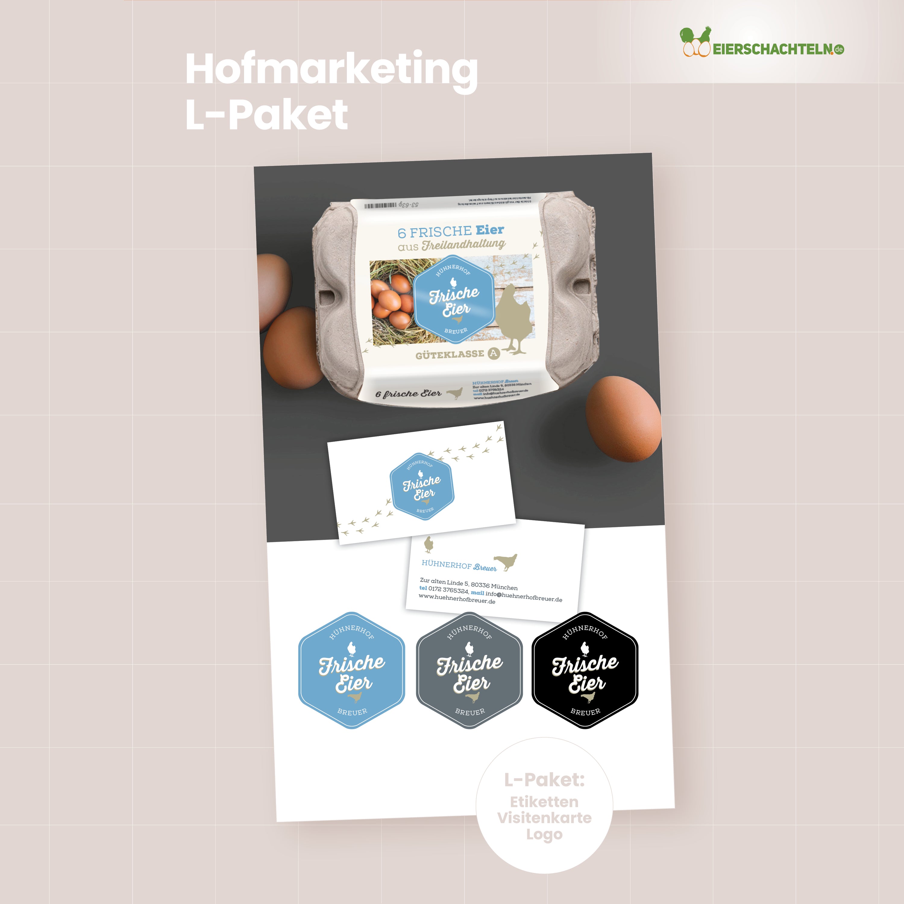 Gestaltung deiner Etiketten, deines Logos und deiner Visitenkarten - im Set "L-Paket"