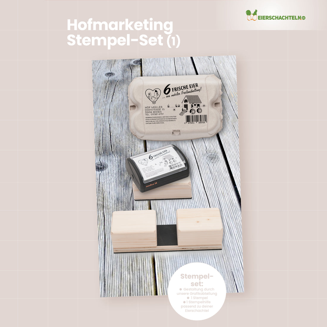 Eierschachtel-Stempel Grundausstattung - Komplettset für 1 Stempel