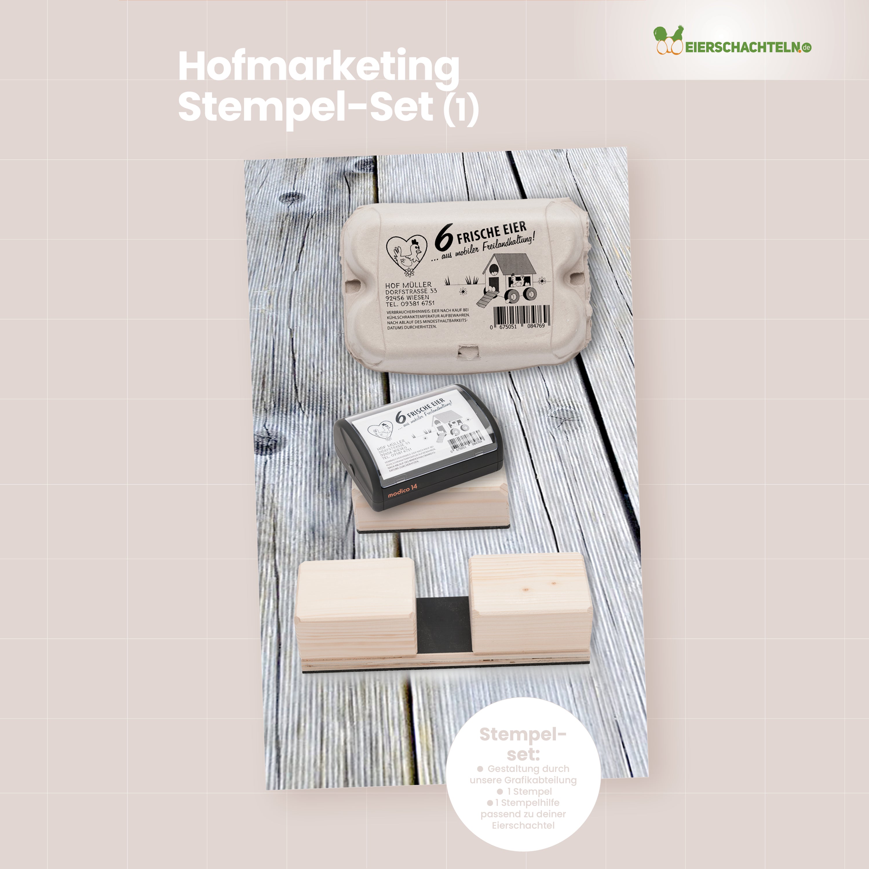 Eierschachtel-Stempel Grundausstattung - Komplettset für 1 Stempel