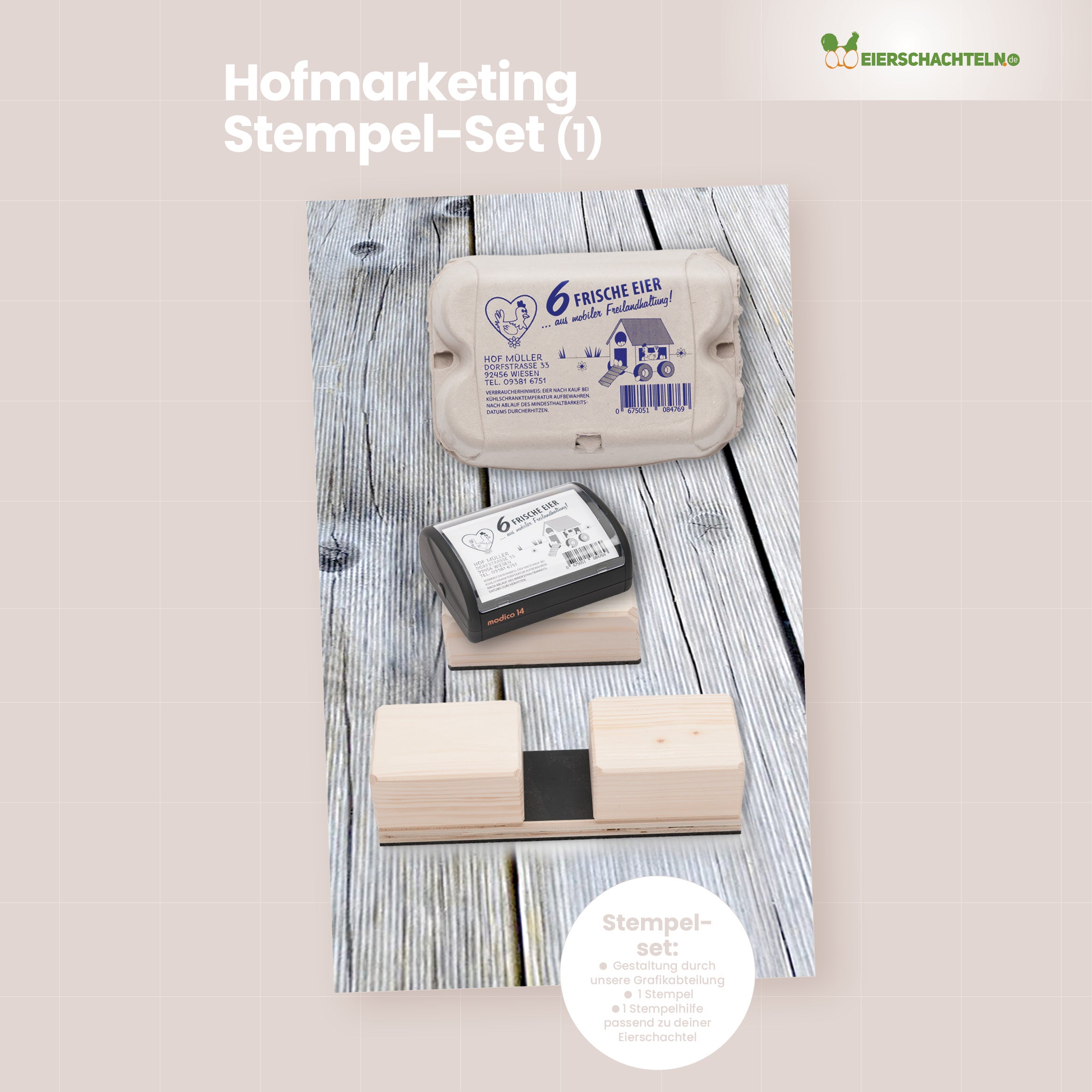 Eierschachtel-Stempel Grundausstattung - Komplettset für 1 Stempel