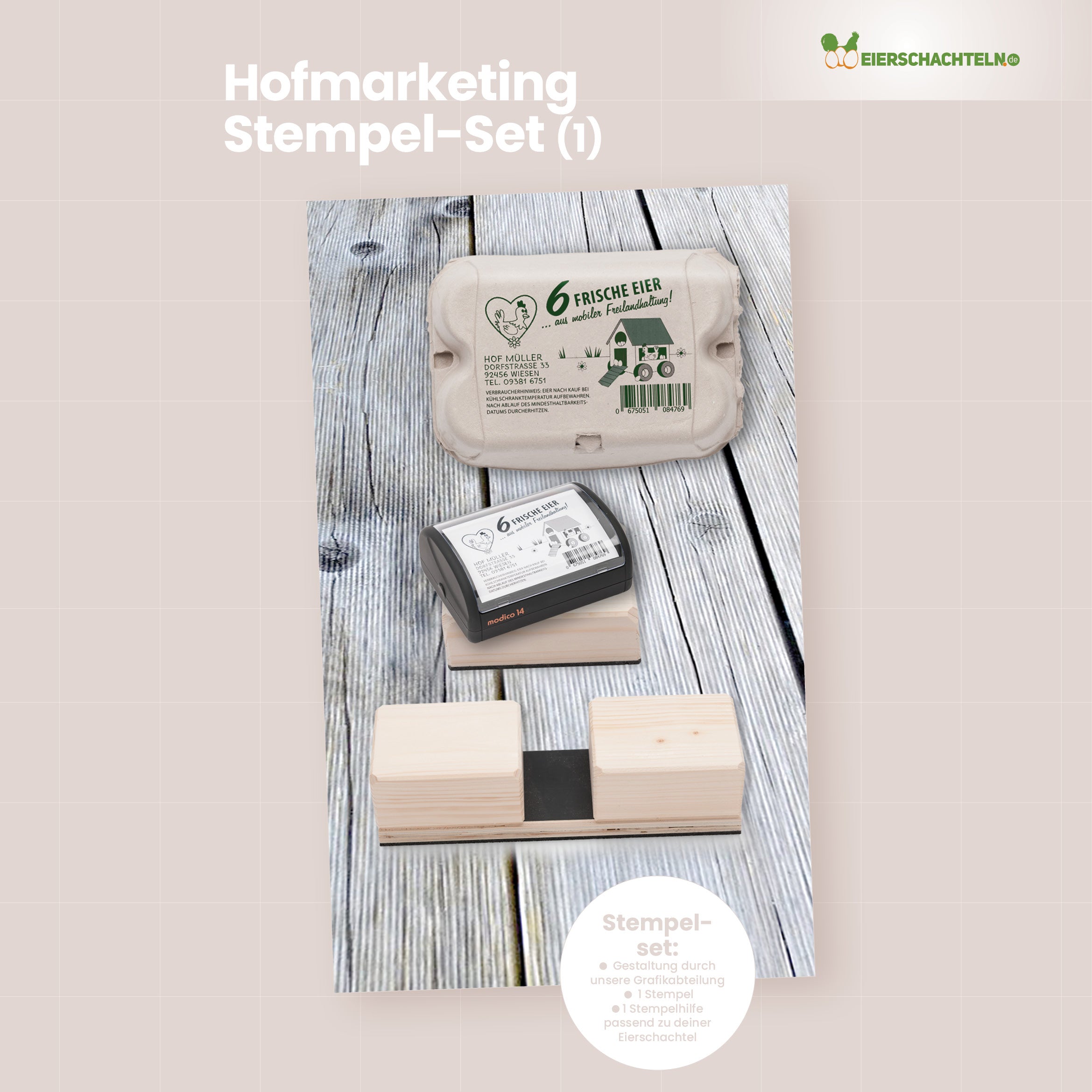 Eierschachtel-Stempel Grundausstattung - Komplettset für 1 Stempel