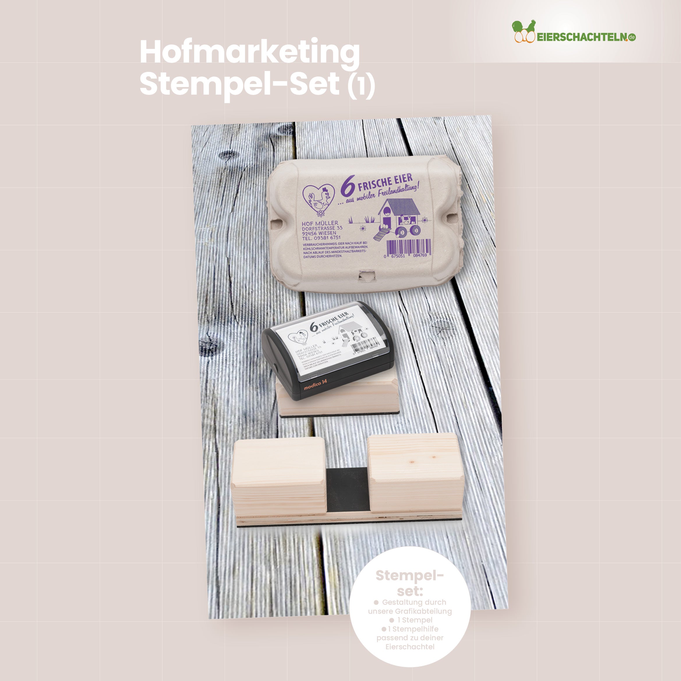 Eierschachtel-Stempel Grundausstattung - Komplettset für 1 Stempel