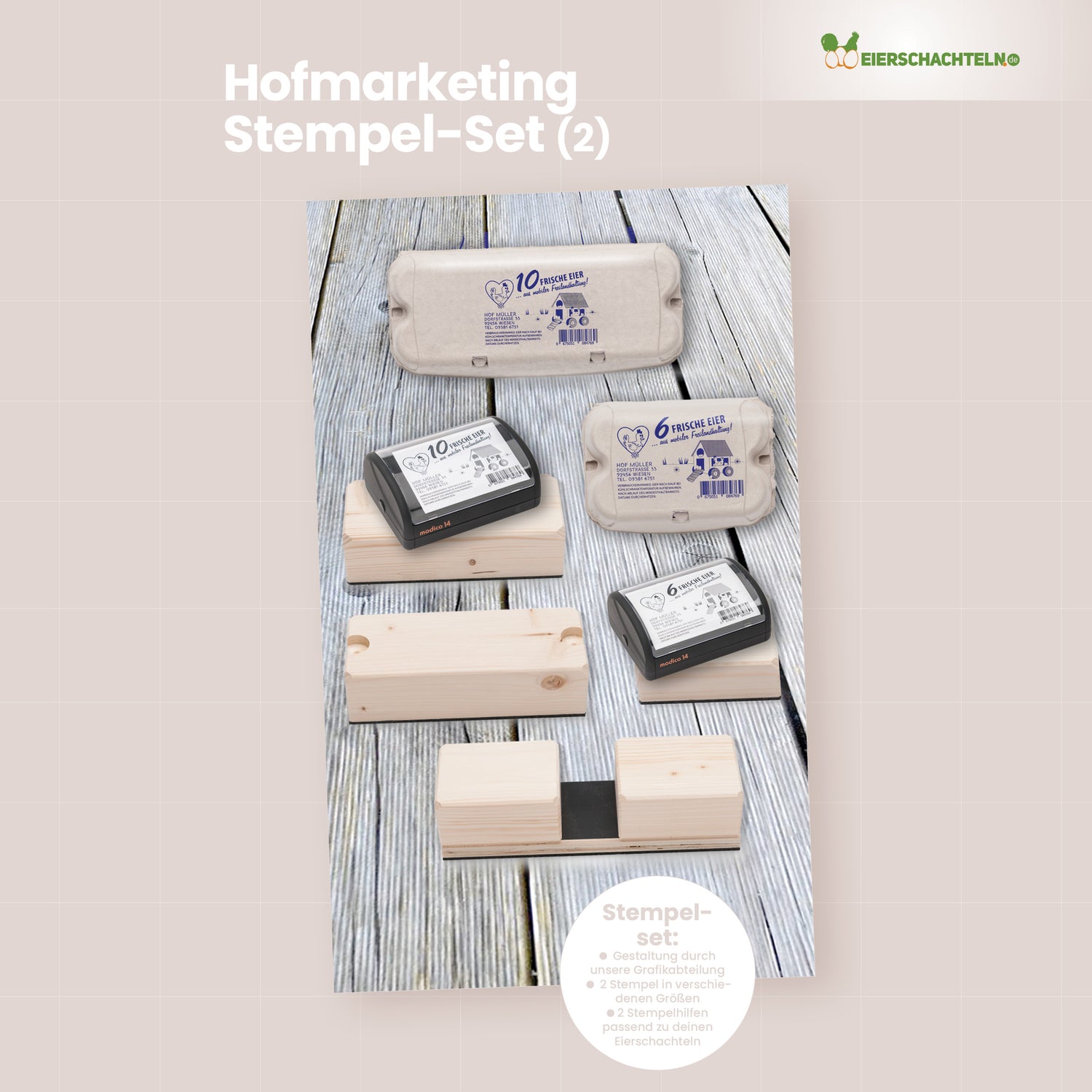 Eierschachtel-Stempel Grundausstattung - Komplettset für 2 Stempel