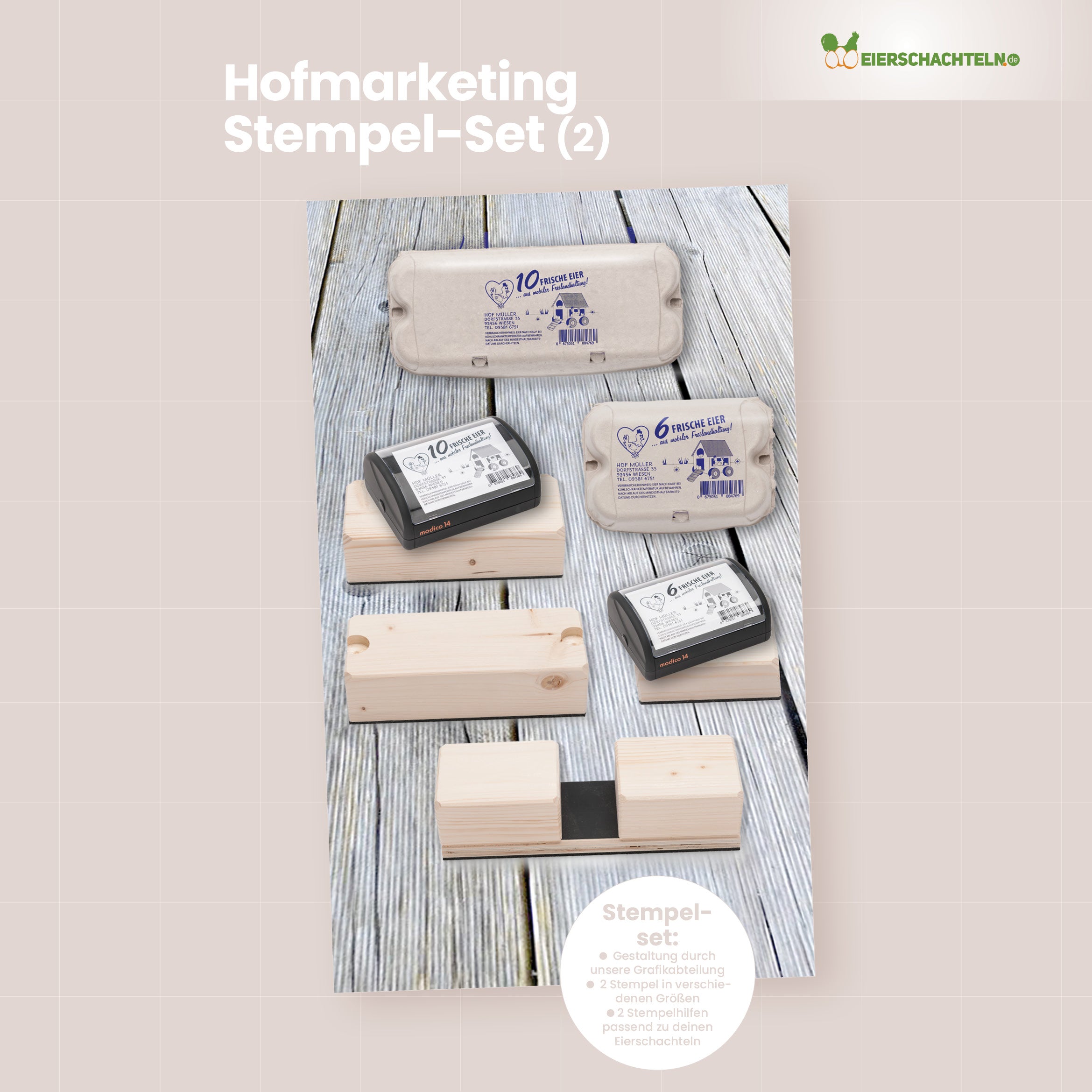 Eierschachtel-Stempel Grundausstattung - Komplettset für 2 Stempel