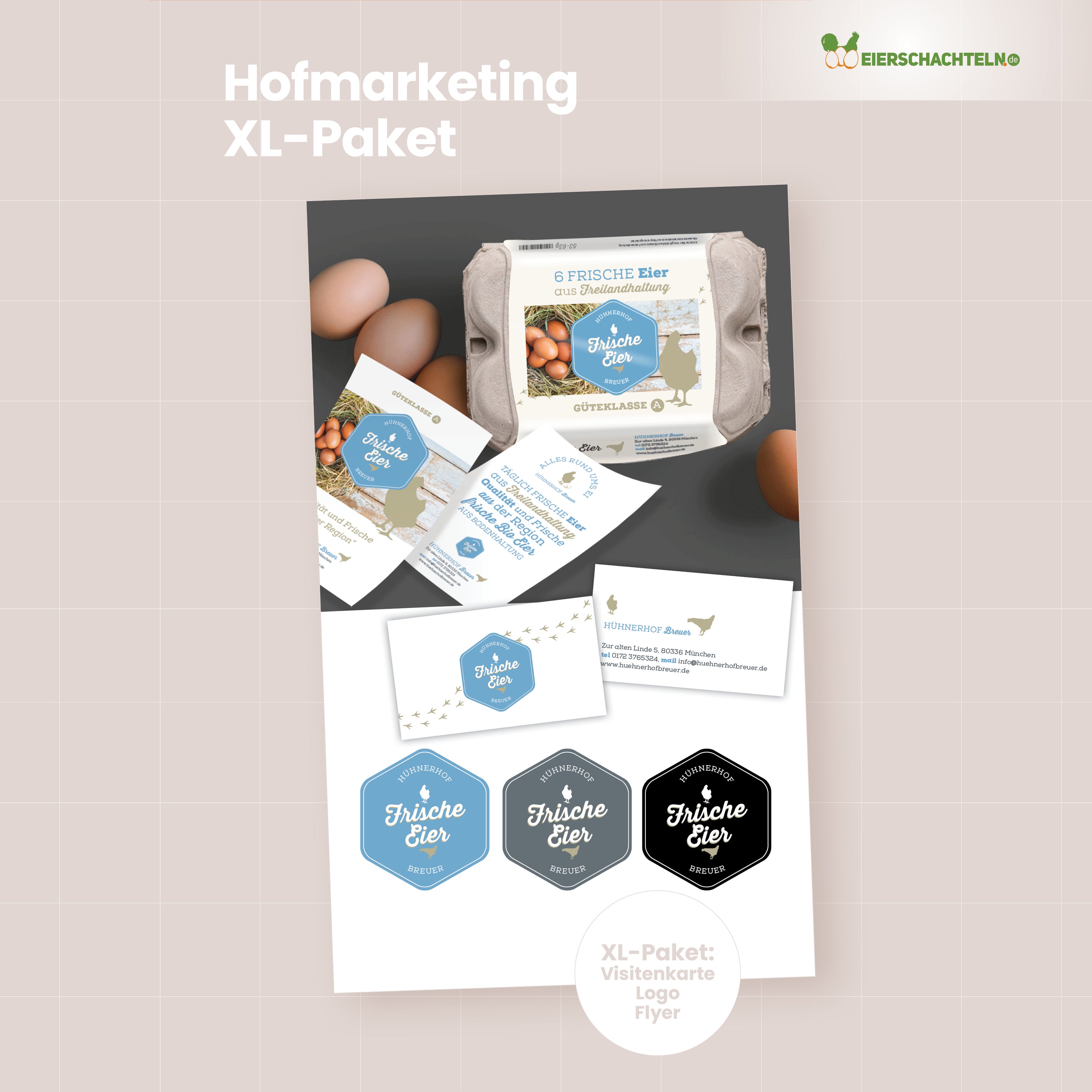 Wir gestalten dein Logo, Etiketten, Visitenkarten und Werbeflyer (2/4/6-seitig) - im Set "XL-Paket"