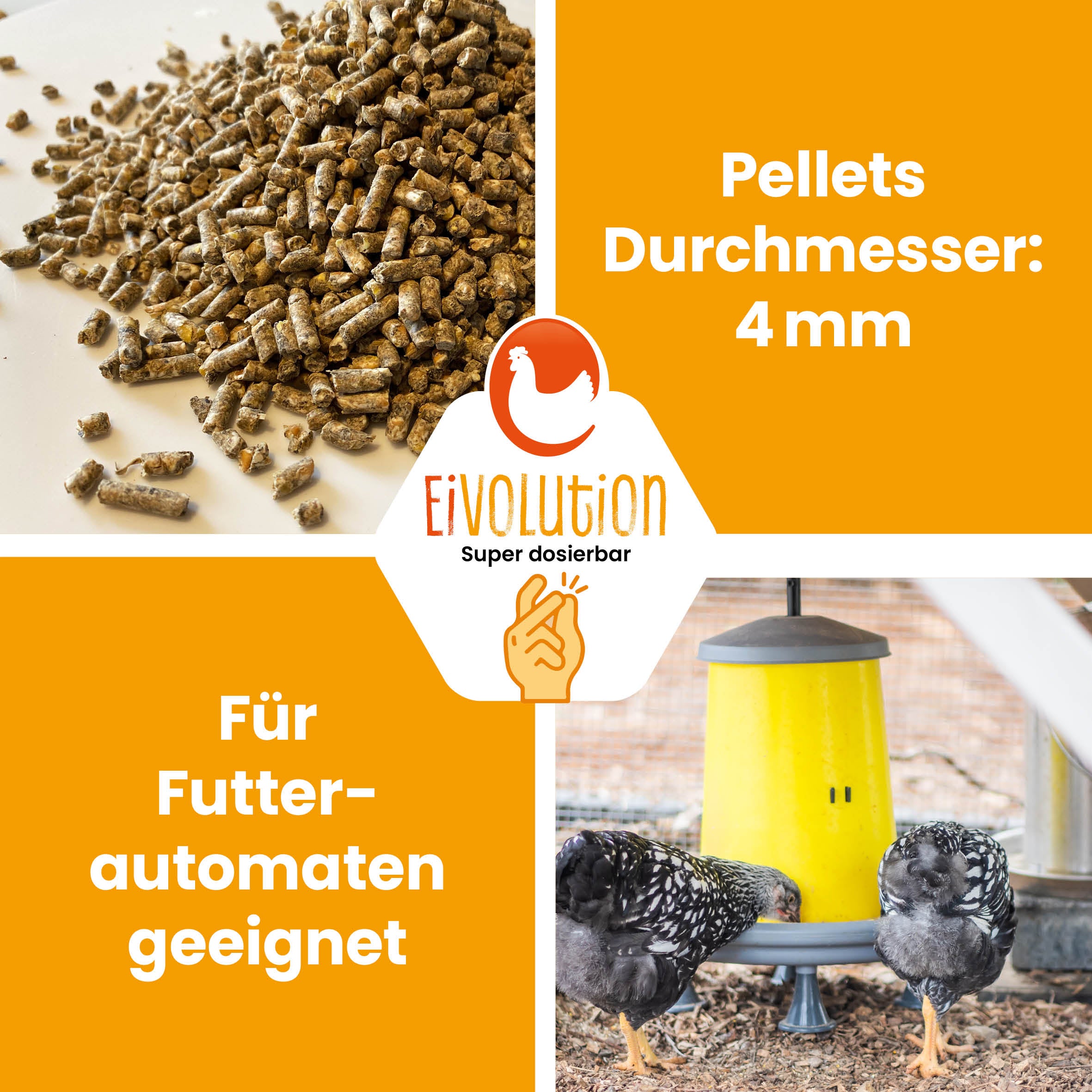 Bio-Hühnerfutter und Wachtelfutter Pellets "Pellets Durchmesser: 4mm, für Futterautomaten geeignet"  