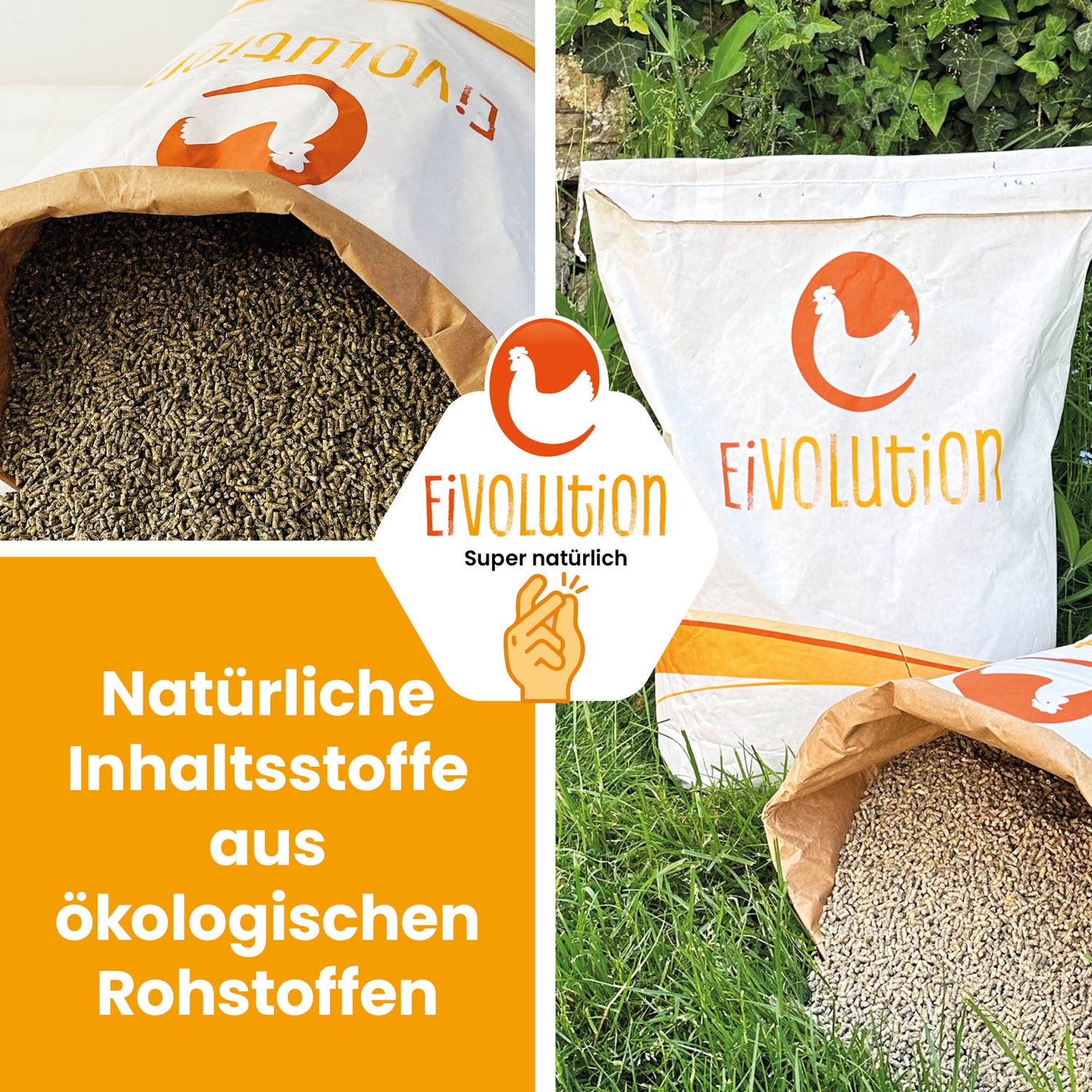 Pellets Bio-Hühnerfutter "Natürliche Inhaltsstoffe aus ökologischen Rohstoffen"