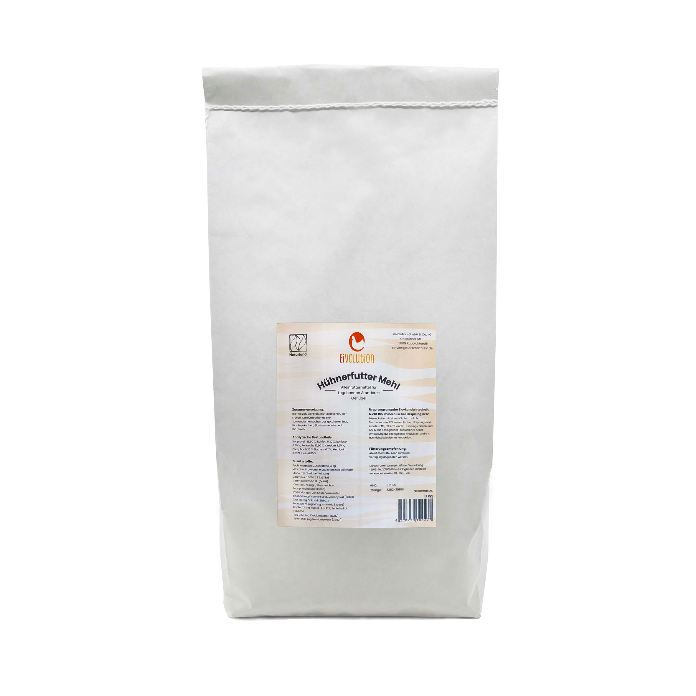 Bio Hühnerfutter Mehl, 3 kg