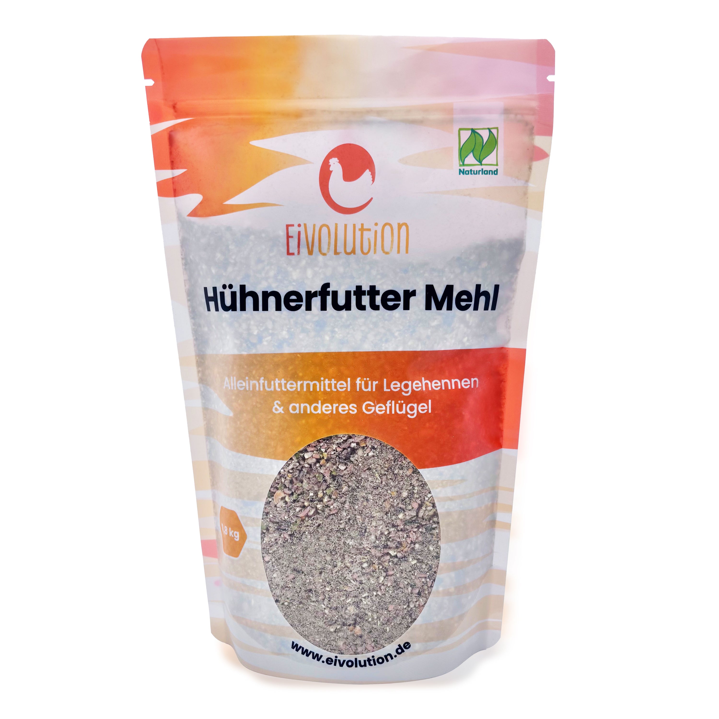 Mehl Bio-Hühnerfutter, 800 g Beutel, Vorderseite 