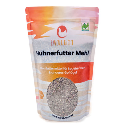 Mehl Bio-Hühnerfutter, 800 g Beutel, Vorderseite 