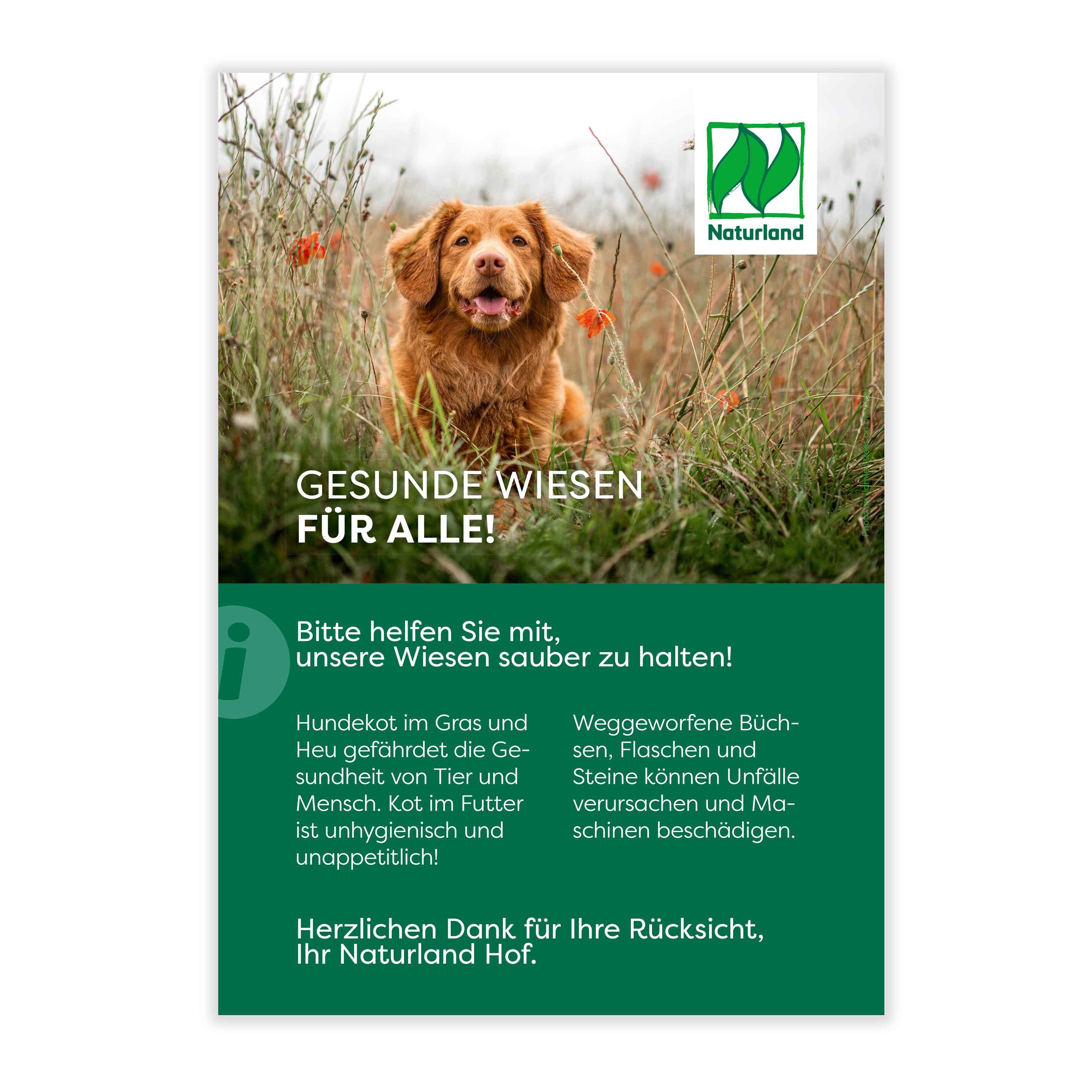 Schild Naturland – Verbraucherinformation "Gesunde Wiesen"