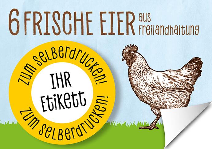 Etiketten zum Selbstdrucken für die 6er Eierschachtel, Etikett