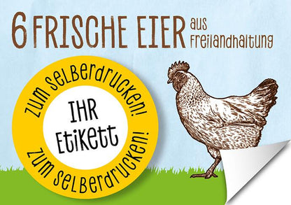 Etiketten zum Selbstdrucken für die 6er Eierschachtel, Etikett
