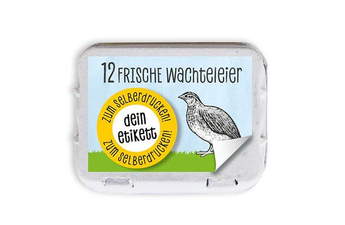 Etiketten zum Selbstdrucken für die 12 Wachteleierschachtel