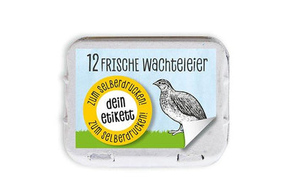 Etiketten zum Selbstdrucken für die 12 Wachteleierschachtel