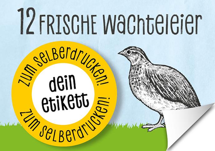 Etiketten zum Selbstdrucken für die 12 Wachteleierschachtel, Etikett