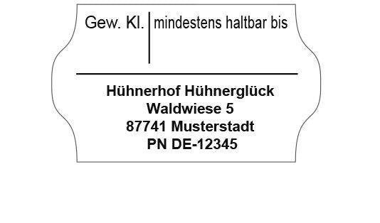 Haltbarkeits-Etiketten mit deinem Firmennamen 32 x 19 mm, mit gewölbtem Rand