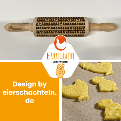 Keksroller klein, mit Huhn und Bäumchen "Design by eierschachteln.de"