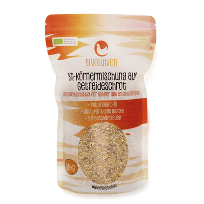 Bio-Körnermischung aus Getreideschrot mit Oregano-Öl