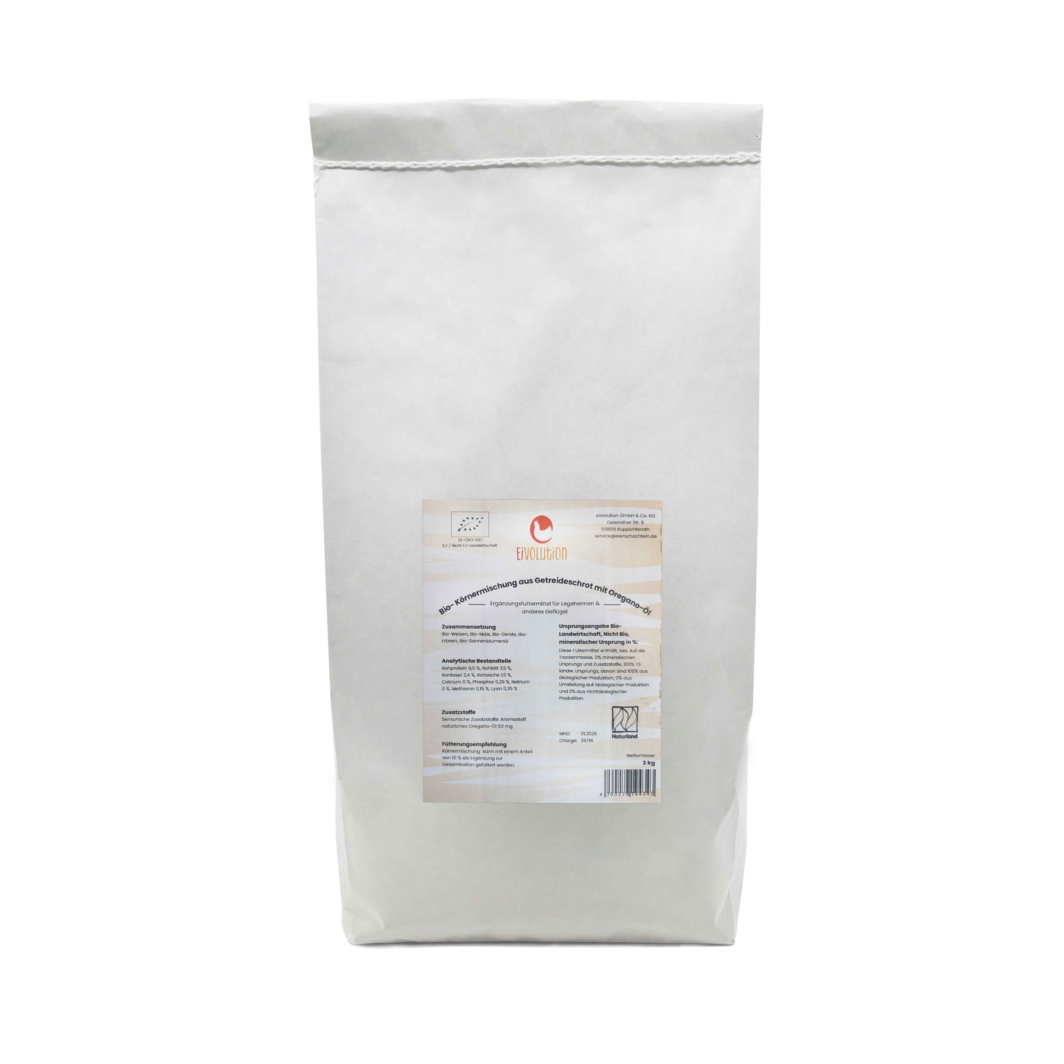 Bio-Körnermischung aus Getreideschrot mit Oregano-Öl, 3 kg
