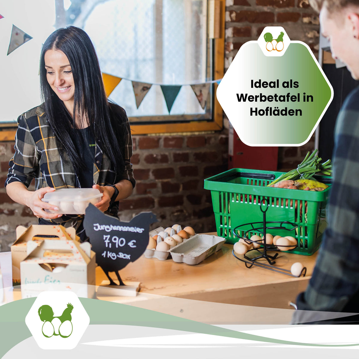 Kreidetafel Hühnermotiv "Ideal als Werbetafel in Hofläden"