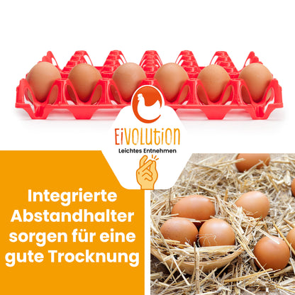 eivolution Höckerlagen, rot "Integrierte Abstandhalter sorgen für eine gute Trocknung"