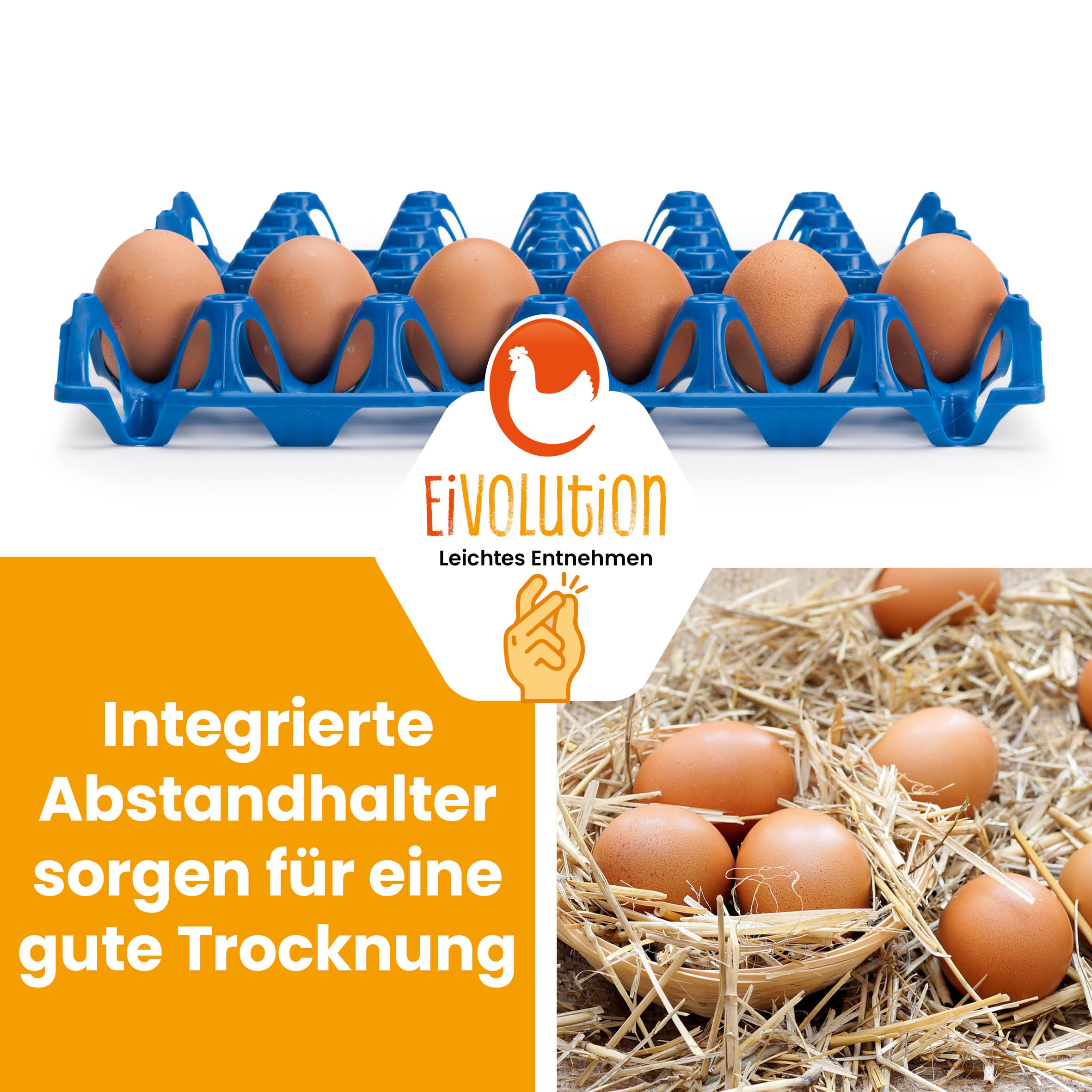 eivolution Höckerlagen, blau "Integrierte Abstandhalter sorgen für eine gute Trocknung"