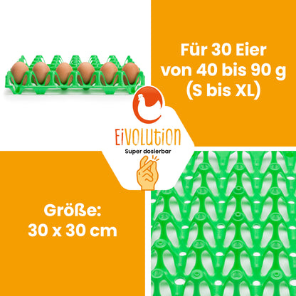 eivolution Höckerlagen, grün "Für 30 Eier von 40 bis 90g (S bis XL), Größe: 30 x 30 cm"