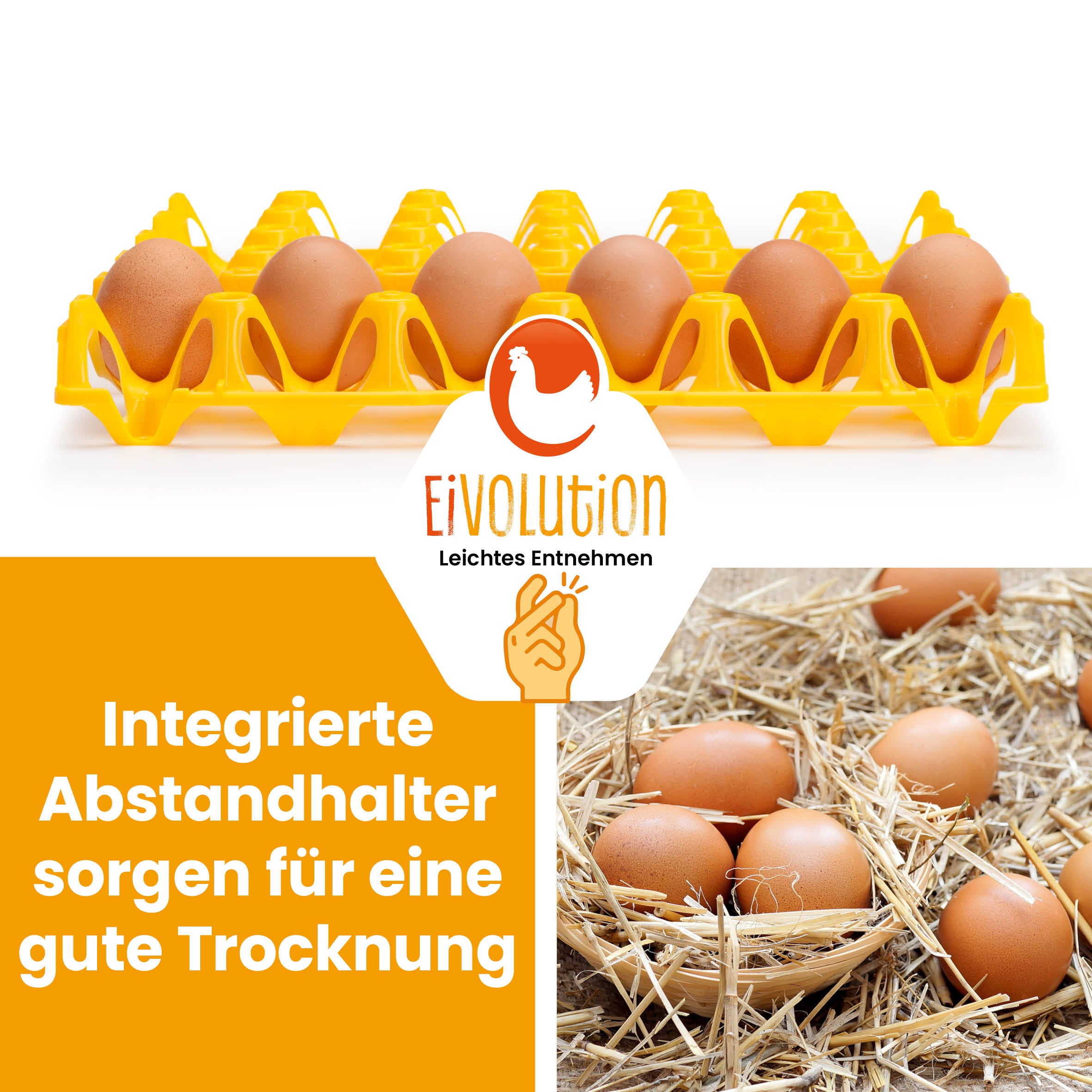 eivolution Höckerlagen, gelb "Integrierte Abstandhalter sorgen für eine gute Trocknung"