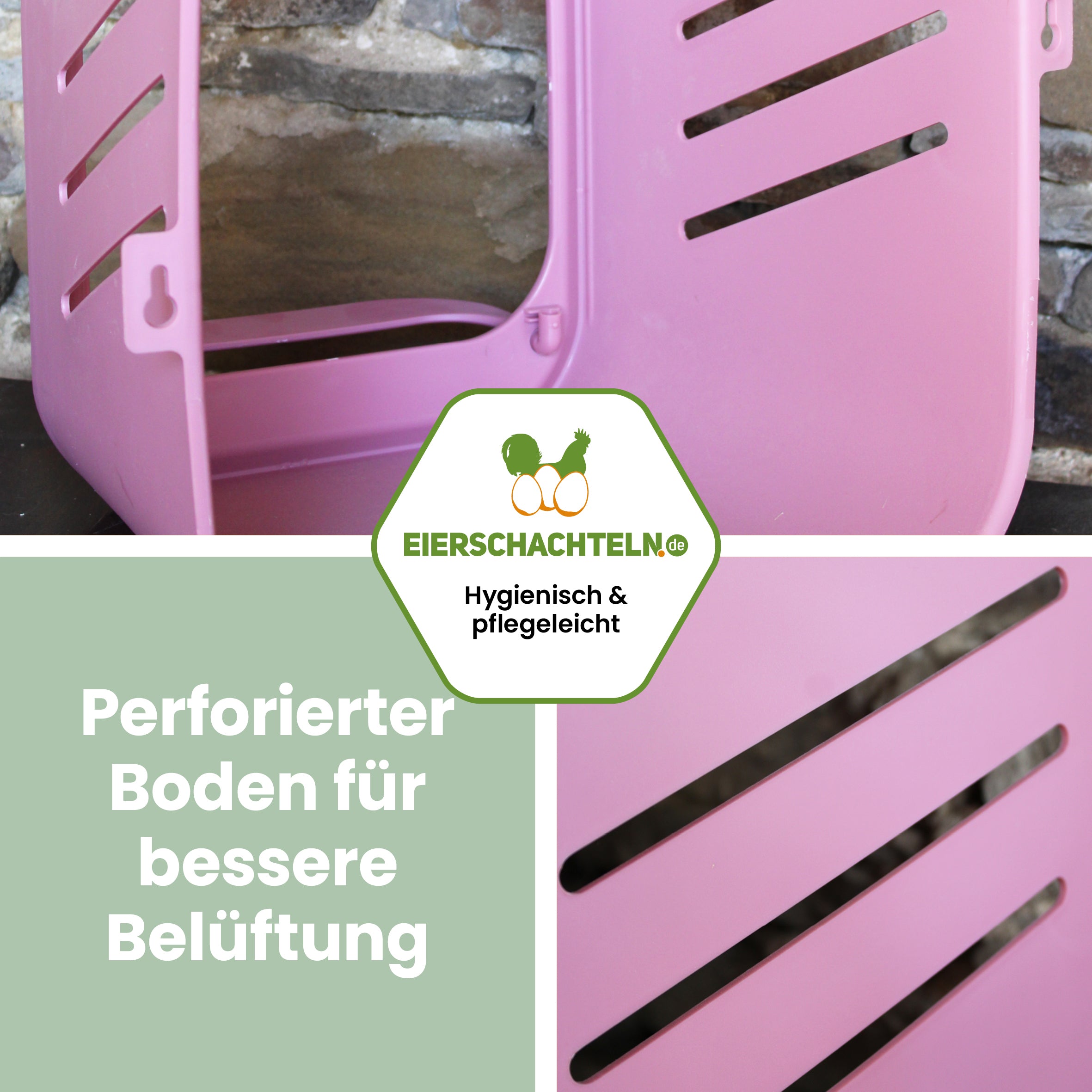 Legenest für Hühner in Rosé "Perforierter Boden für bessre Belüftung"