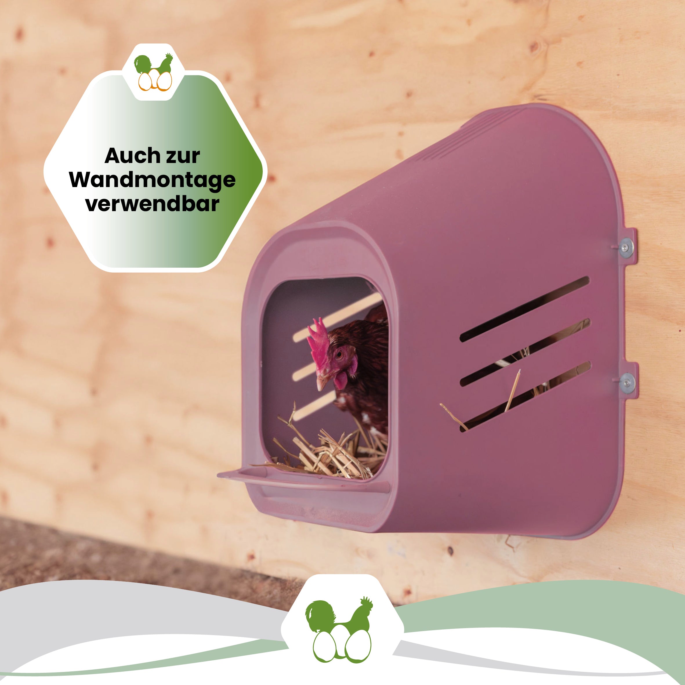 Legenest für Hühner in Rosé "Auch zur Wandmontage verwendbar"