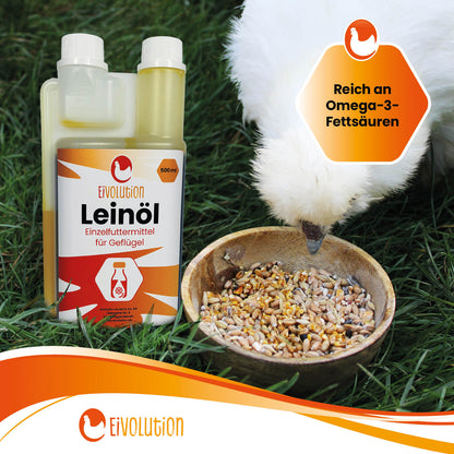 Leinöl für Geflügel "Reich an Omega-3-Fettsäuren"
