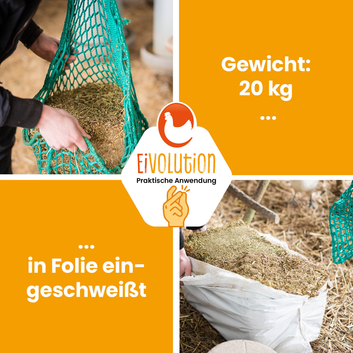 Bio Luzerneballen 20 kg "Gewicht: 20kg in Folie eingeschweißt" 