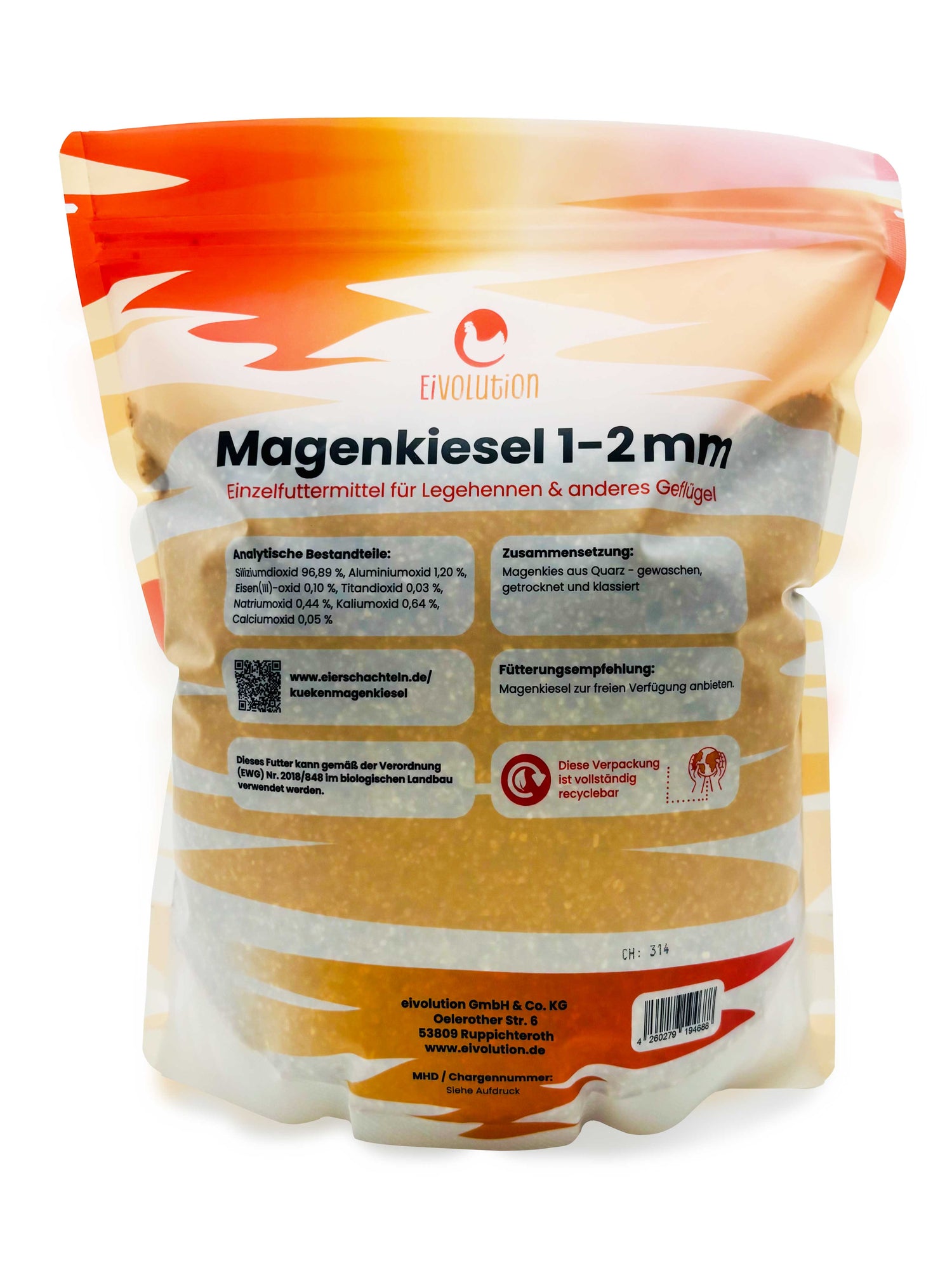 Magenkiesel 1-2 mm, biotauglich für Küken und Wachteln