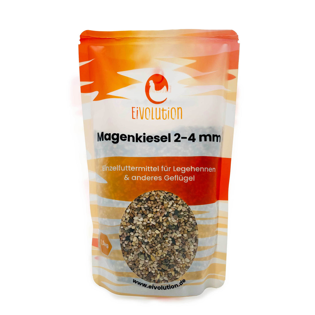 Magenkiesel für Geflügel 2-4 mm, biotauglich 1,5 kg, Vorderseite