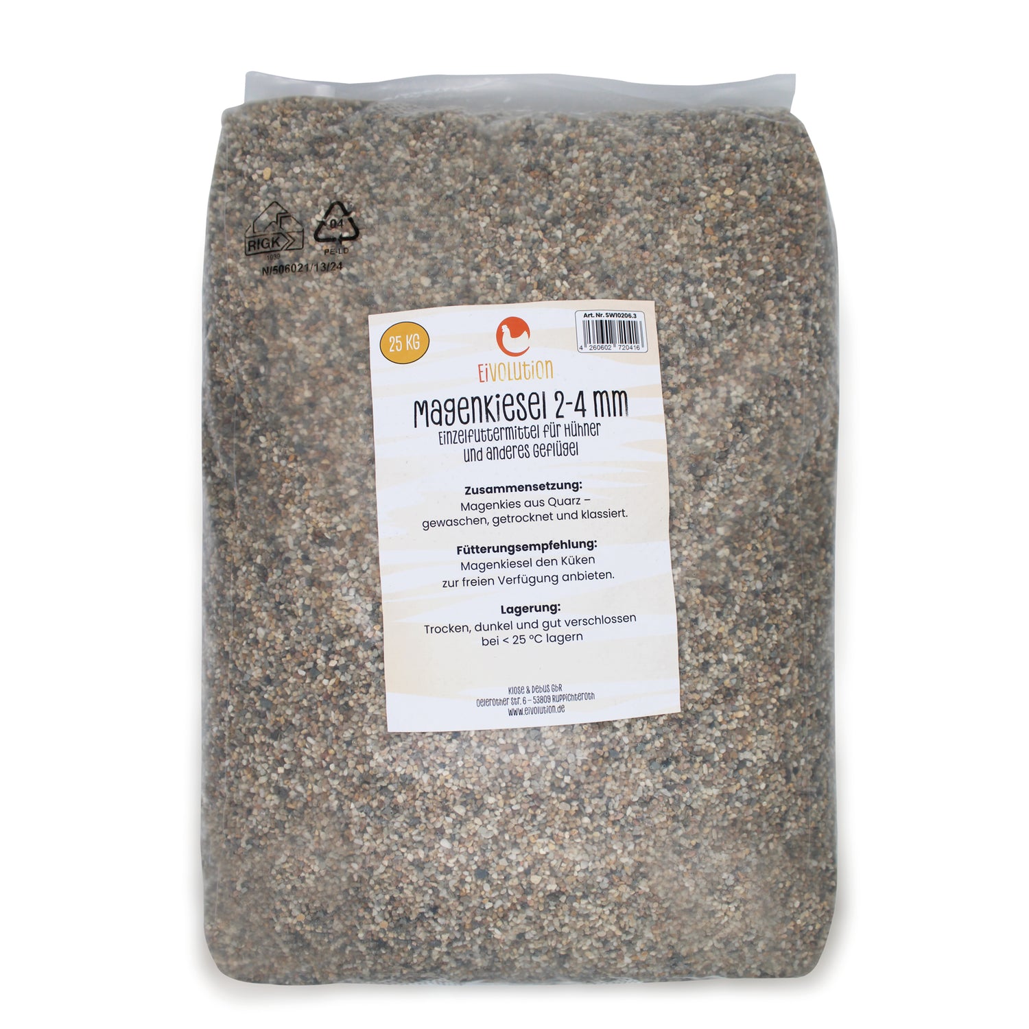 Magenkiesel für Geflügel 2-4 mm, im 25 kg Beutel