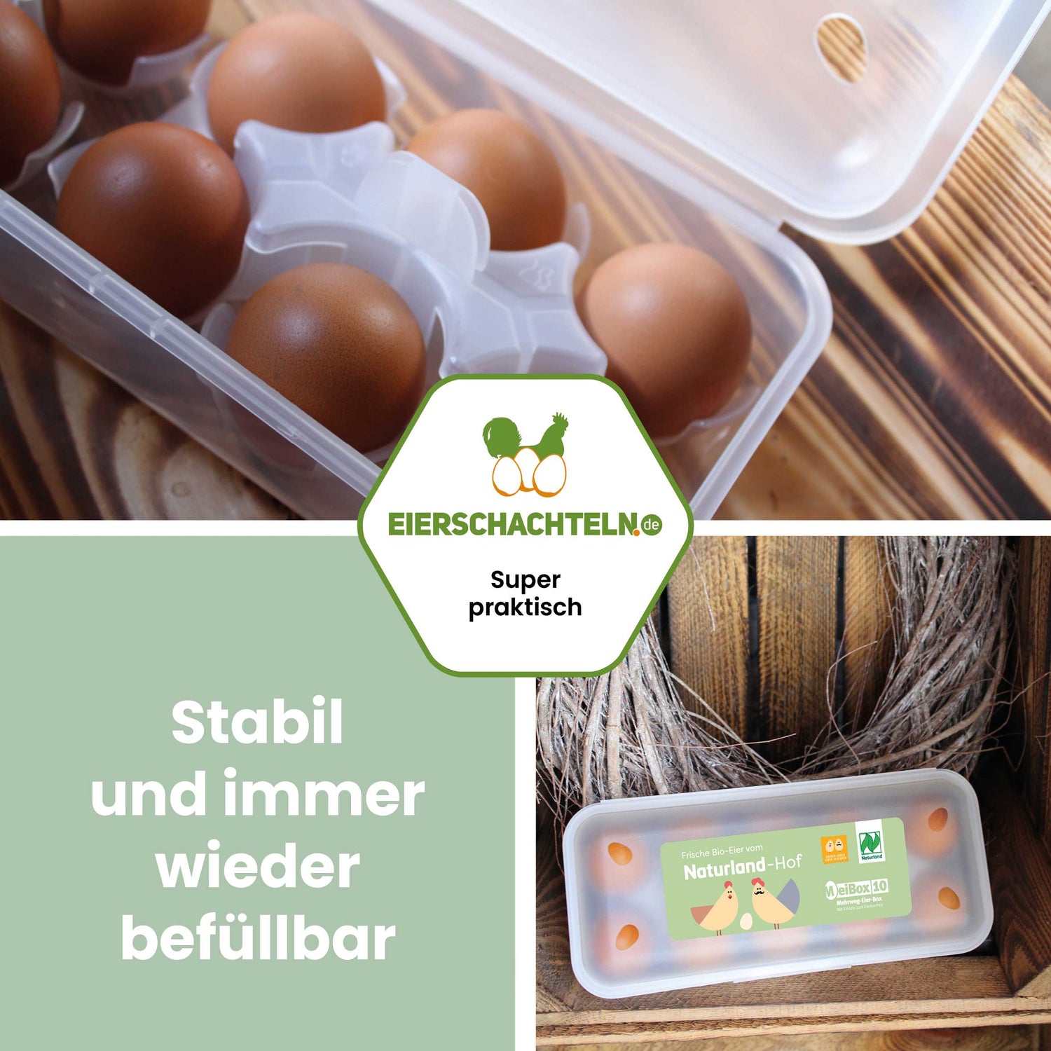 Meibox 10 Mehrweg-Eierschachtel vom Naturland-Hof "Stabil und immer wieder befüllbar"